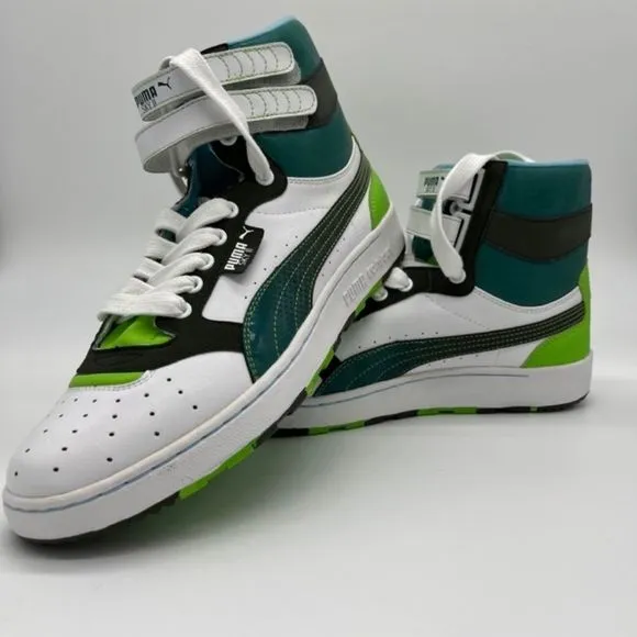 PUMA Sky 2 High-tops Men's White, Teal, Lime Green, &amp; Black Sneakers Size 10