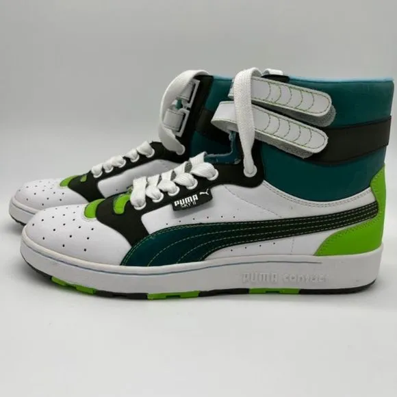 PUMA Sky 2 High-tops Men's White, Teal, Lime Green, &amp; Black Sneakers Size 10