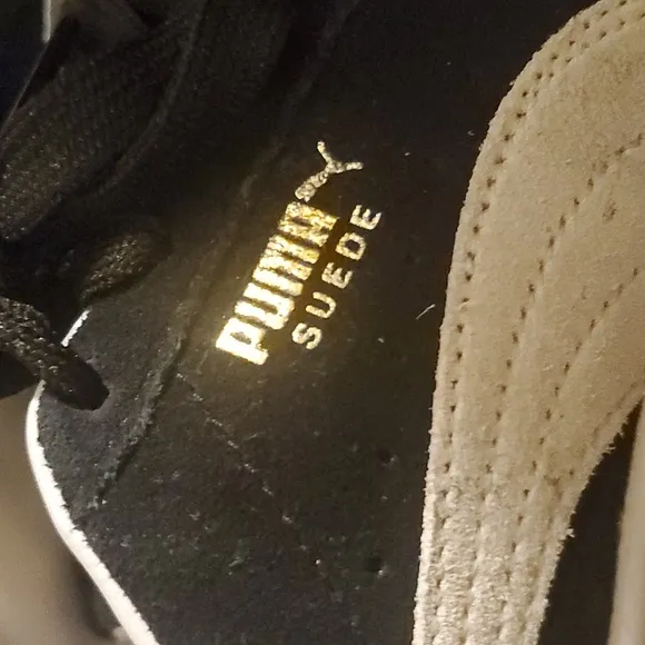 Puma Sneakers Boys Kids Size 7m 7c 7 Black Gray Side Stripe Suede Low Top Pum…