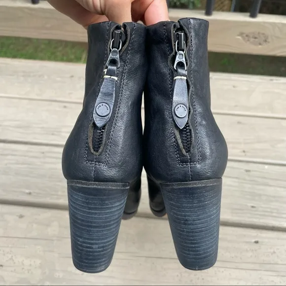 rag &amp; bone Classic Newbury Black Leather Ankle Boots size 39