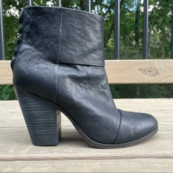 rag &amp; bone Classic Newbury Black Leather Ankle Boots size 39
