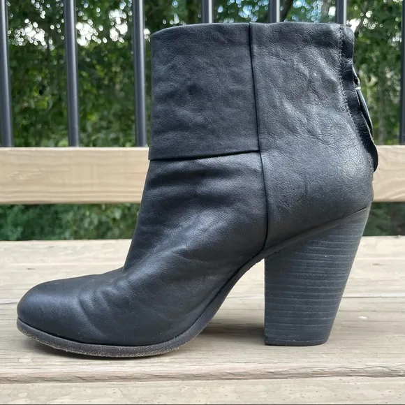 rag &amp; bone Classic Newbury Black Leather Ankle Boots size 39