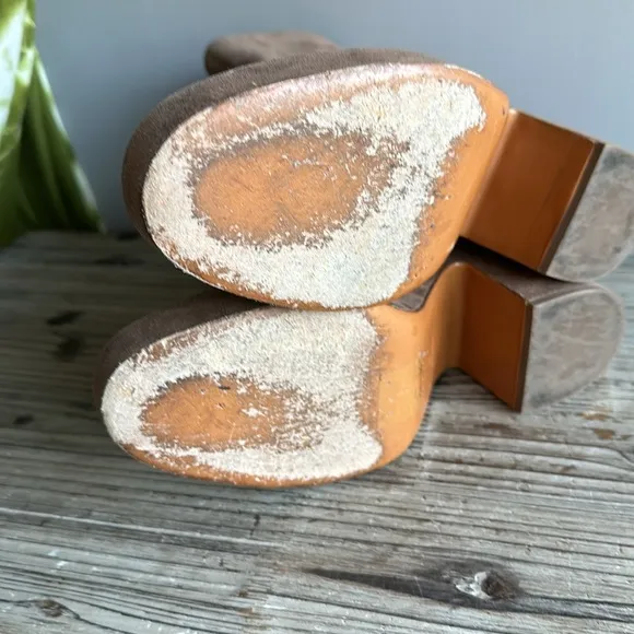 Rag &amp; Bone Fei Platform Ankle Boots Praline Suede TanZip Block Heel size 36