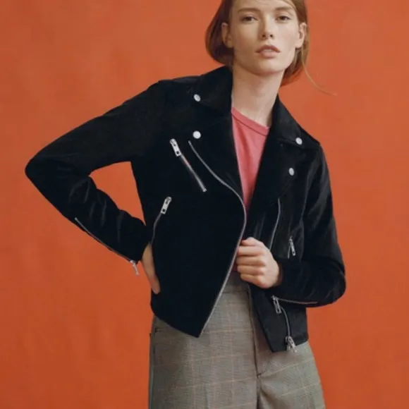 Rag and Bone Mercer Velvet Biker Jacket in Black