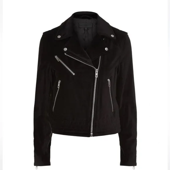 Rag and Bone Mercer Velvet Biker Jacket in Black