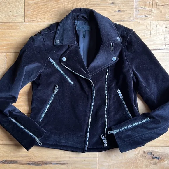 Rag and Bone Mercer Velvet Biker Jacket in Black