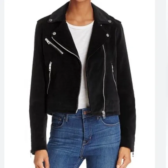 Rag and Bone Mercer Velvet Biker Jacket in Black