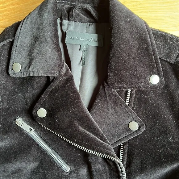 Rag and Bone Mercer Velvet Biker Jacket in Black