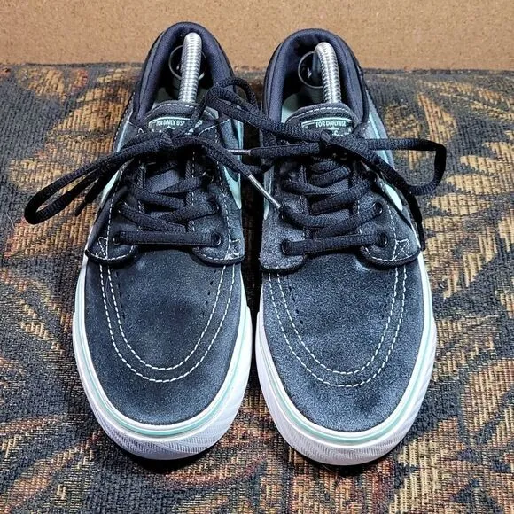 Rare Nike SB Janoski Glow Black Suede &amp; Mint Green Skate Shoes- Size 4.5