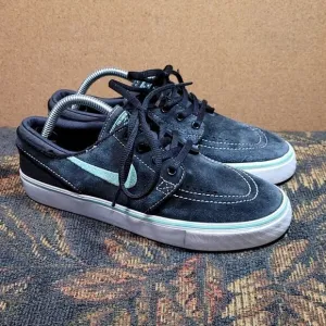 Rare Nike SB Janoski Glow Black Suede &amp; Mint Green Skate Shoes- Size 4.5
