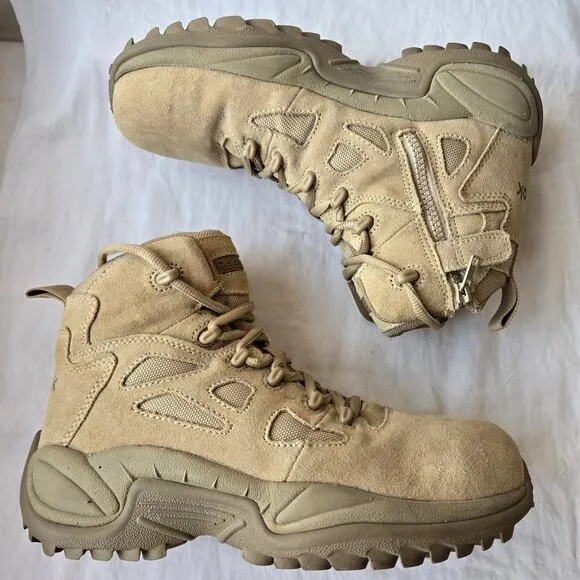 Reebok Rapid Response Mens Tactical 6'' Composite Toe Work Boots Tan Size 9 Wide