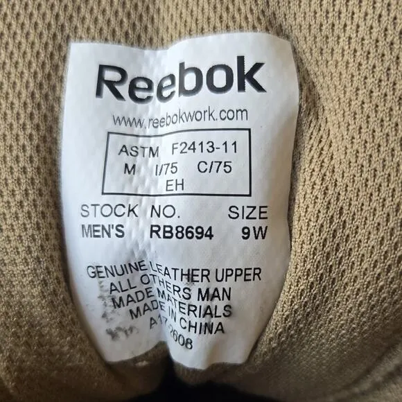 Reebok Rapid Response Mens Tactical 6'' Composite Toe Work Boots Tan Size 9 Wide