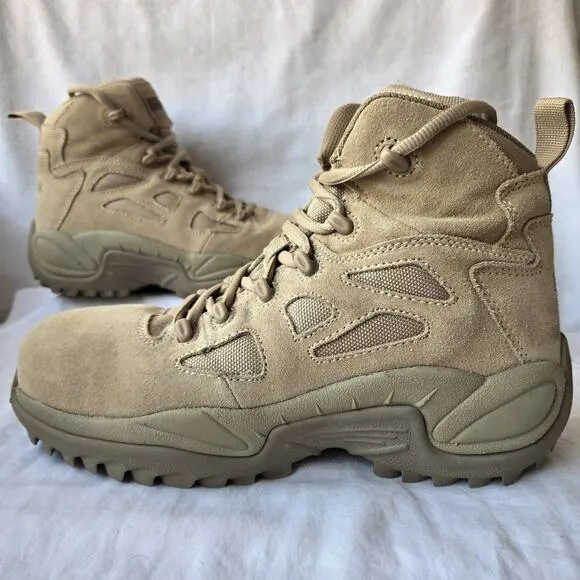Reebok Rapid Response Mens Tactical 6'' Composite Toe Work Boots Tan Size 9 Wide