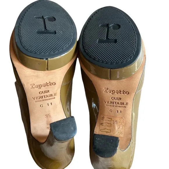 REPETTO Taupe Patent Leather Classic Platform Shoes Size 35/5