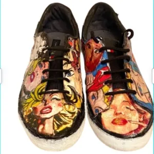 RETRO COMIC Hand Decorated Sneakers Pin Up Tommy H