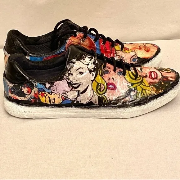RETRO COMIC Hand Decorated Sneakers Pin Up Tommy H