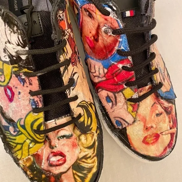 RETRO COMIC Hand Decorated Sneakers Pin Up Tommy H