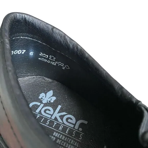 Rieker Men's Shoes 9.5 -10 EU 43 Black Leather Wide Feet Lightweight Square Toe