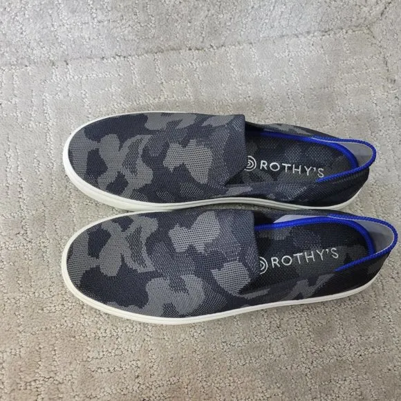 Rothy’s The Sneakers Women's Size US 8.5 Gray Camo Comfort Slip On Shoes