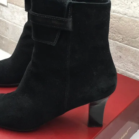 Salvatore Ferragamo Black Suede Ankle Boots