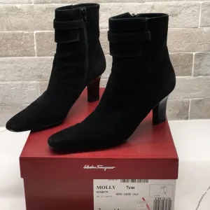 Salvatore Ferragamo Black Suede Ankle Boots
