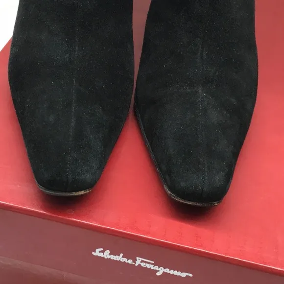 Salvatore Ferragamo Black Suede Ankle Boots