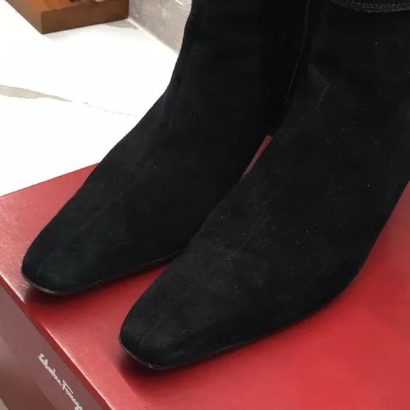 Salvatore Ferragamo Black Suede Ankle Boots