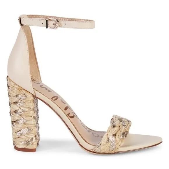 Sam EdelmanYoana Metallic Raffia High-Heel Sandals size 8
