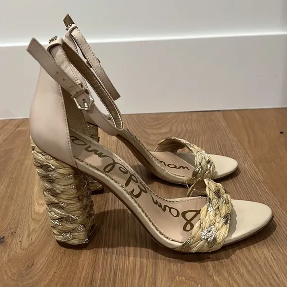 Sam EdelmanYoana Metallic Raffia High-Heel Sandals size 8