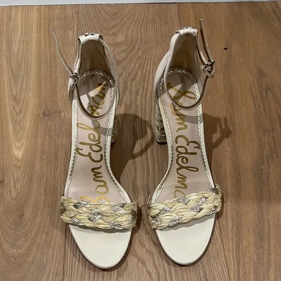 Sam EdelmanYoana Metallic Raffia High-Heel Sandals size 8
