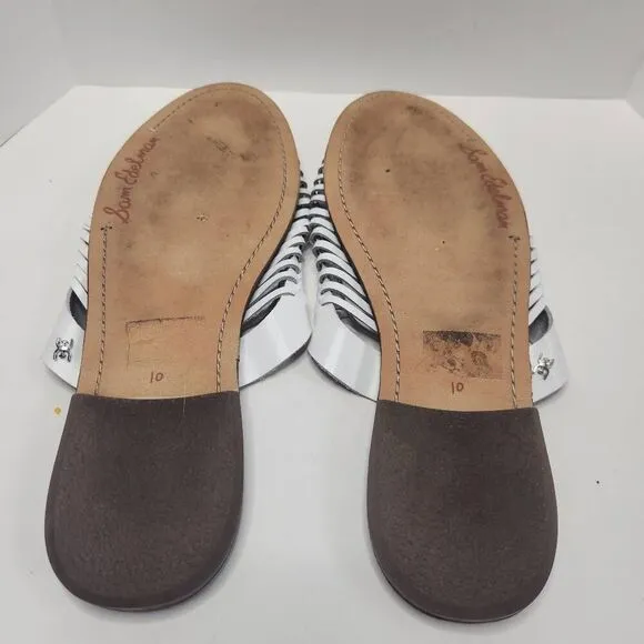 Sam Edelman Womens White Leather Slip-On Almond Toe Keelyn Mules Sandals Size 10