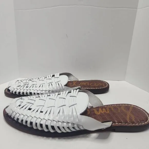 Sam Edelman Womens White Leather Slip-On Almond Toe Keelyn Mules Sandals Size 10