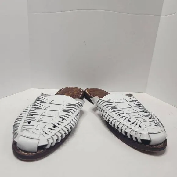 Sam Edelman Womens White Leather Slip-On Almond Toe Keelyn Mules Sandals Size 10