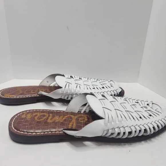 Sam Edelman Womens White Leather Slip-On Almond Toe Keelyn Mules Sandals Size 10