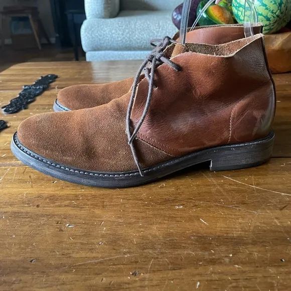 SELECTED HOMME Leather Suede Ankle Chukka Boots Brown Sz 43
