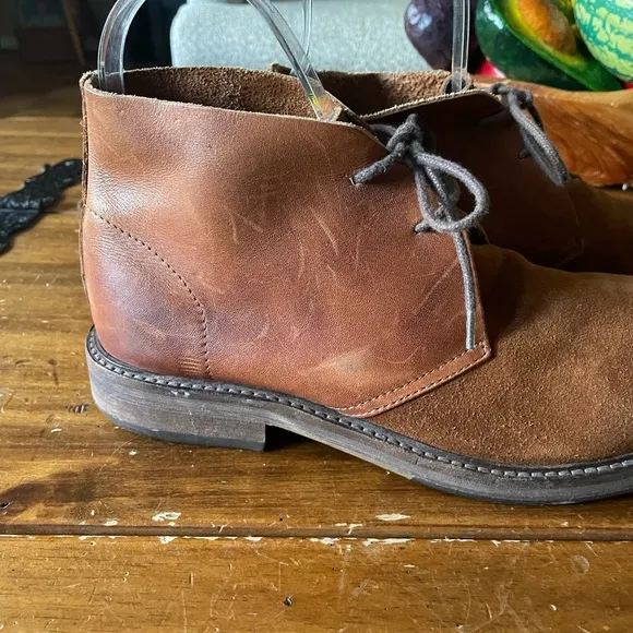 SELECTED HOMME Leather Suede Ankle Chukka Boots Brown Sz 43