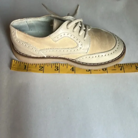 Shoe Be Doo Made in Italy Cream Leather Oxford Lace Up Shoes for Toddler. Size 9