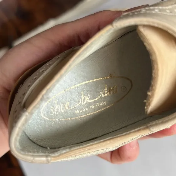 Shoe Be Doo Made in Italy Cream Leather Oxford Lace Up Shoes for Toddler. Size 9