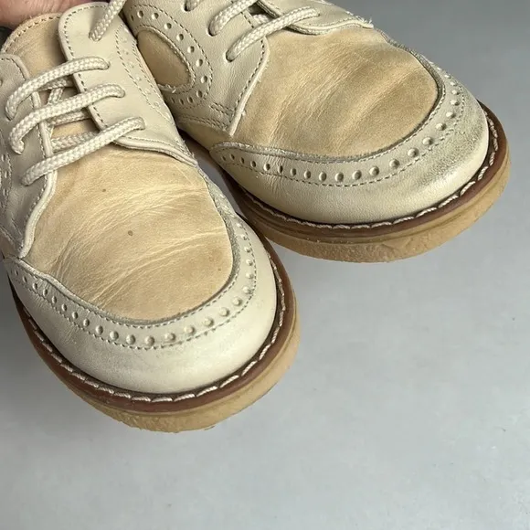 Shoe Be Doo Made in Italy Cream Leather Oxford Lace Up Shoes for Toddler. Size 9
