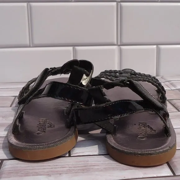 SIZE 3. Oshkosh B'gosh woven patent pu leather straps sandals.
