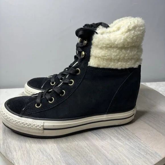 Size 9 - Converse Chuck Taylor All Star Platform Plus Collar High Black Natural
