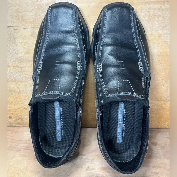 Skechers Diameter Zinroy Mens Size 10 Slip On Leather Loafers Shoes Black