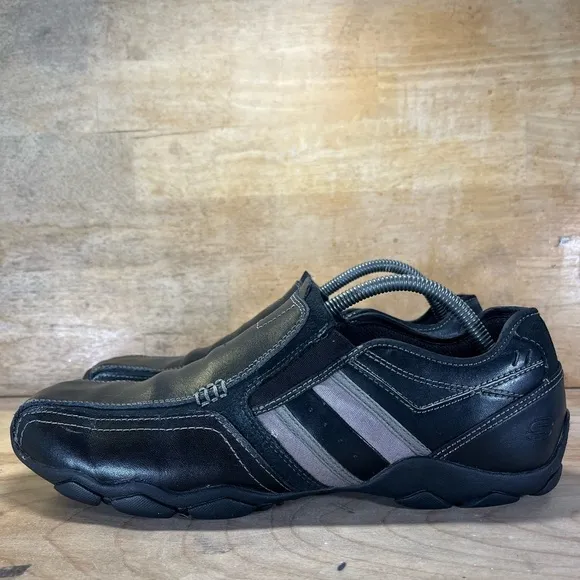 Skechers Diameter Zinroy Mens Size 10 Slip On Leather Loafers Shoes Black