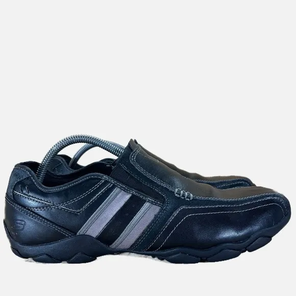 Skechers Diameter Zinroy Mens Size 10 Slip On Leather Loafers Shoes Black