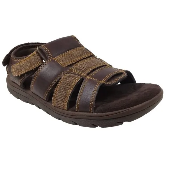Skechers Men's Relaxed Fit Supreme - Equipt Brown Fisherman Sandals Size…