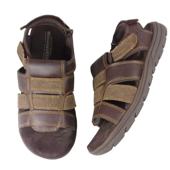 Skechers Men's Relaxed Fit Supreme - Equipt Brown Fisherman Sandals Size…