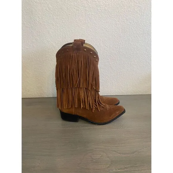 Smokey Mountain Suede Fringe Boots Girl's size 4.5 Style‎ Wysteria