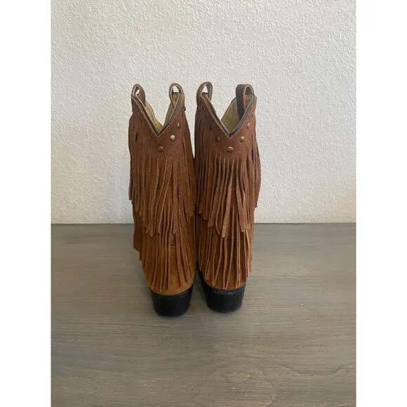 Smokey Mountain Suede Fringe Boots Girl's size 4.5 Style‎ Wysteria