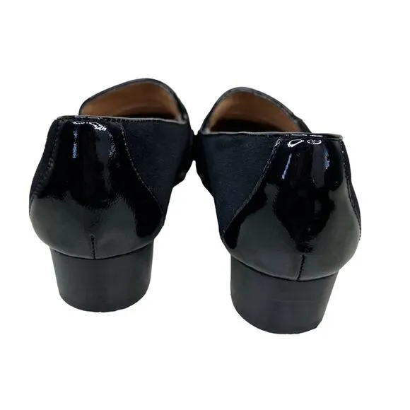 Sofft Black Suede Patent Leather Cowhair Front Buckle Slip-On Loafer Size 9