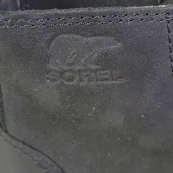 Sorel Hi Line Heel Lace Up Leather Ankle Boots Black Leather Womens 6 NEW